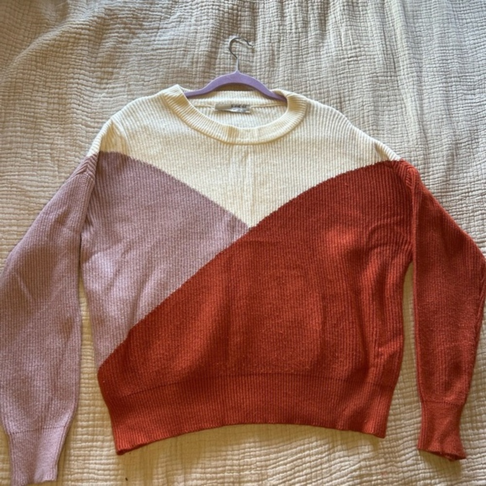 Sophie Rue Tri-Tone Sweater - Cream, Pink, and Red